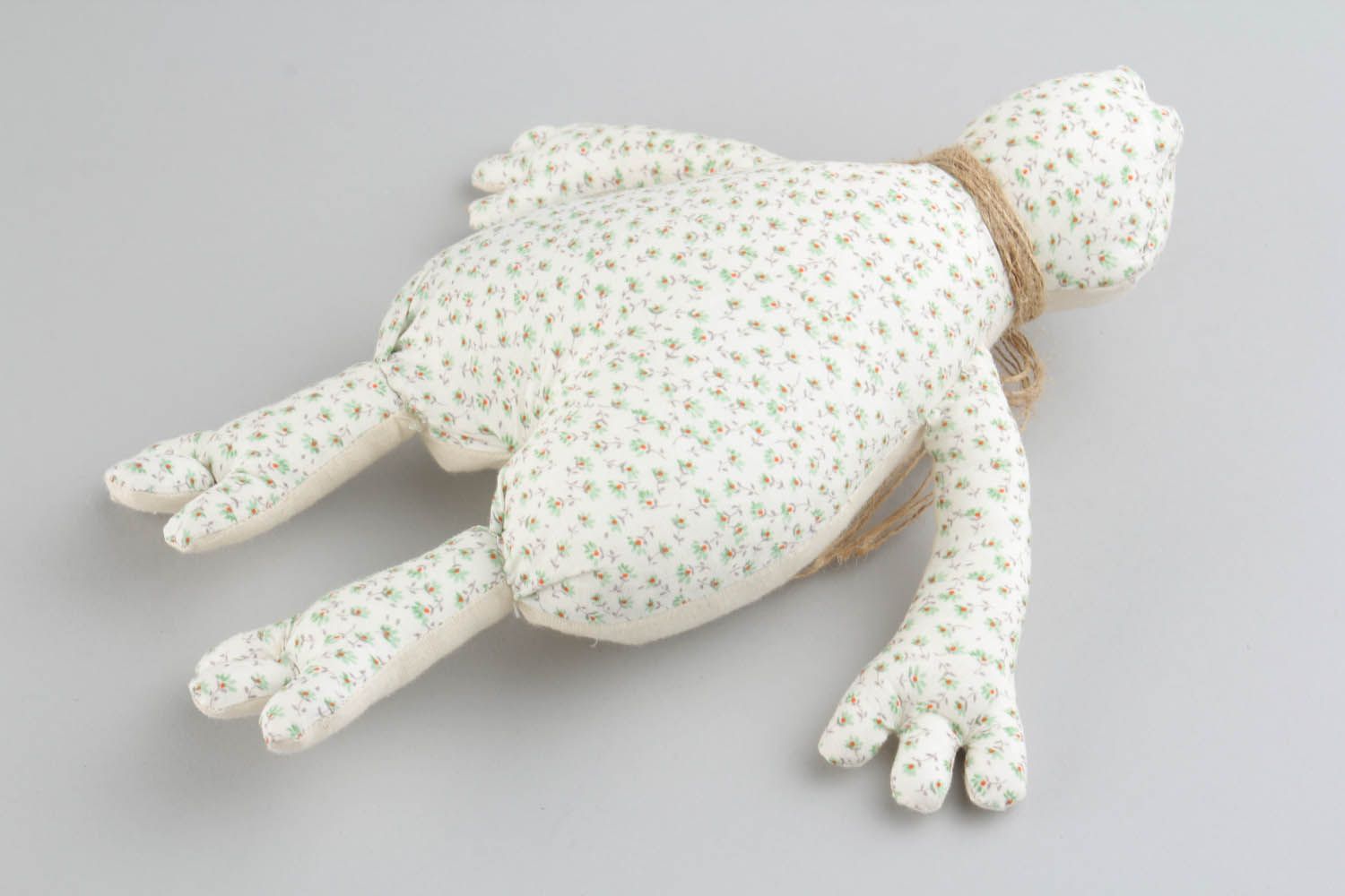 Brinquedo macio têxtil feito à mão de algodão para interior de materiais naturais Sapo foto 5