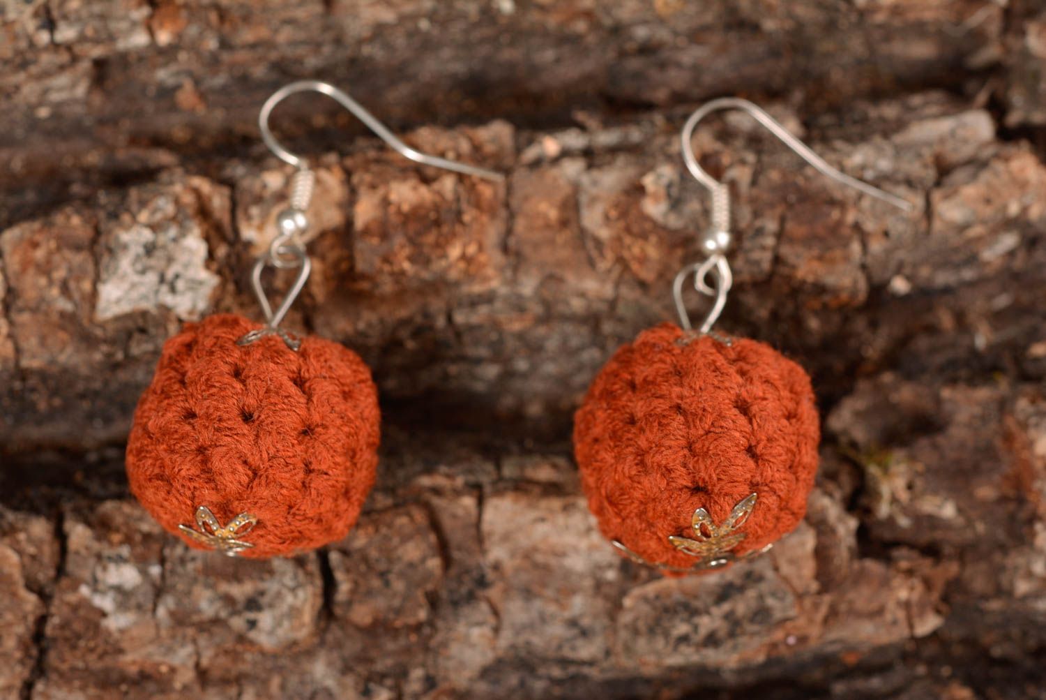 Handmade crochet earrings long earrings with charms crochet accessory  photo 1