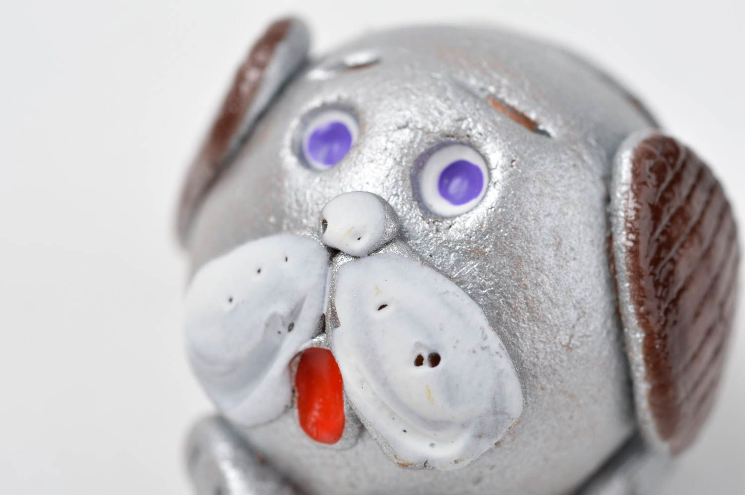 Handmade ceramic business card holder silvery dog accessory beautiful decor photo 5