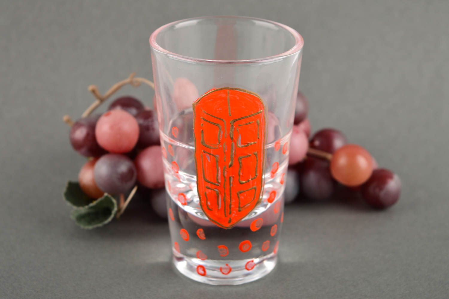 Copa de cristal vaso de chupito con dibujo hecho a mano elemento decorativo foto 1