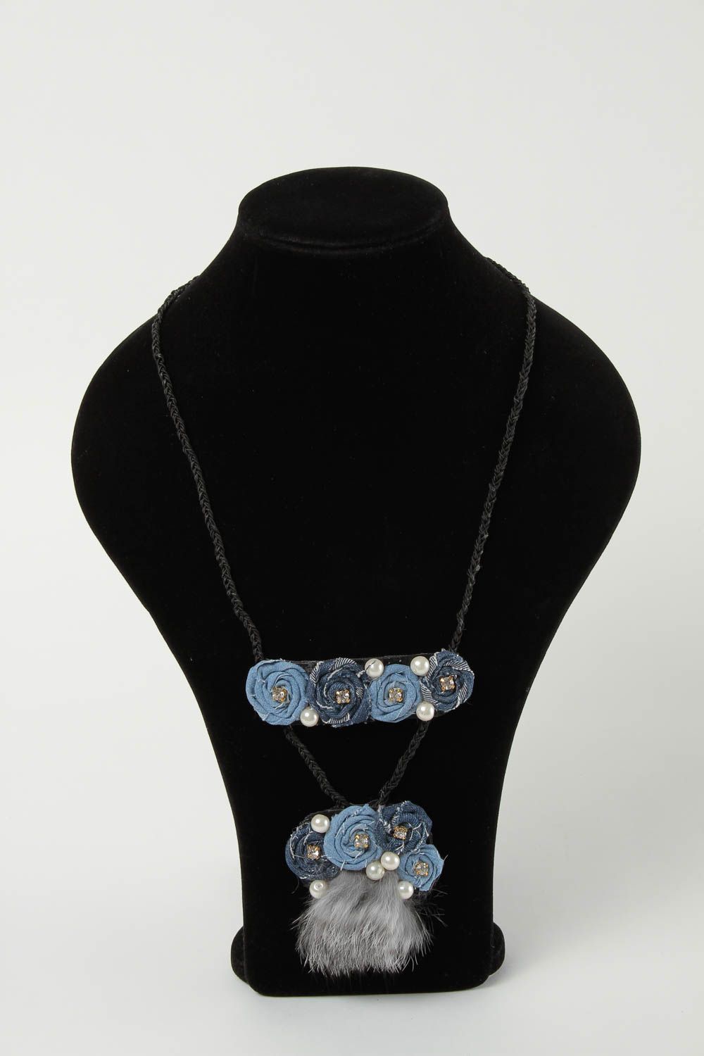 Stylish handmade fabric pendant textile necklace flower pendant necklace photo 1