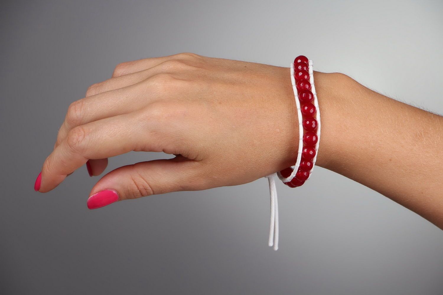 Bracelet fait main avec agate rouge photo 5