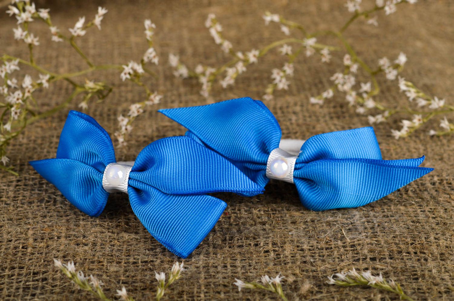 Gomas para el pelo azules artesanales accesorios para niñas regalos originales foto 1