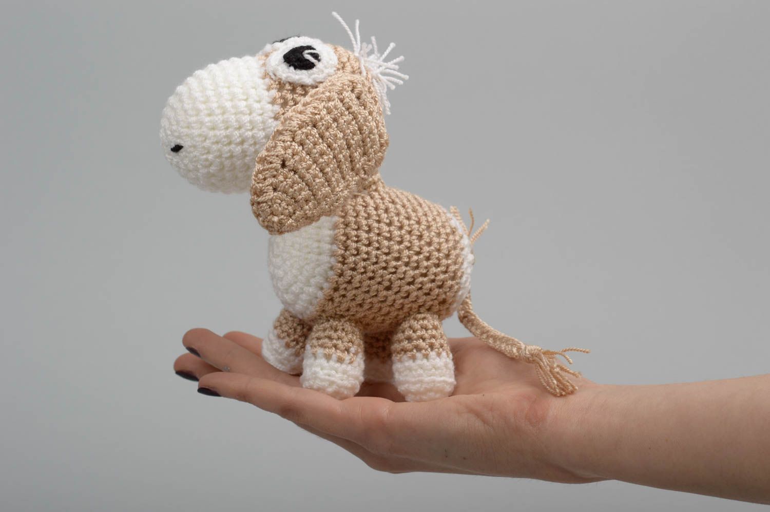 Peluche âne faite main Jouet tricoté au crochet en coton Cadeau pour enfant photo 1