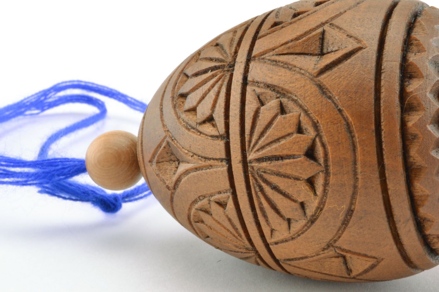Carved wooden egg in the form of interior pendant photo 2