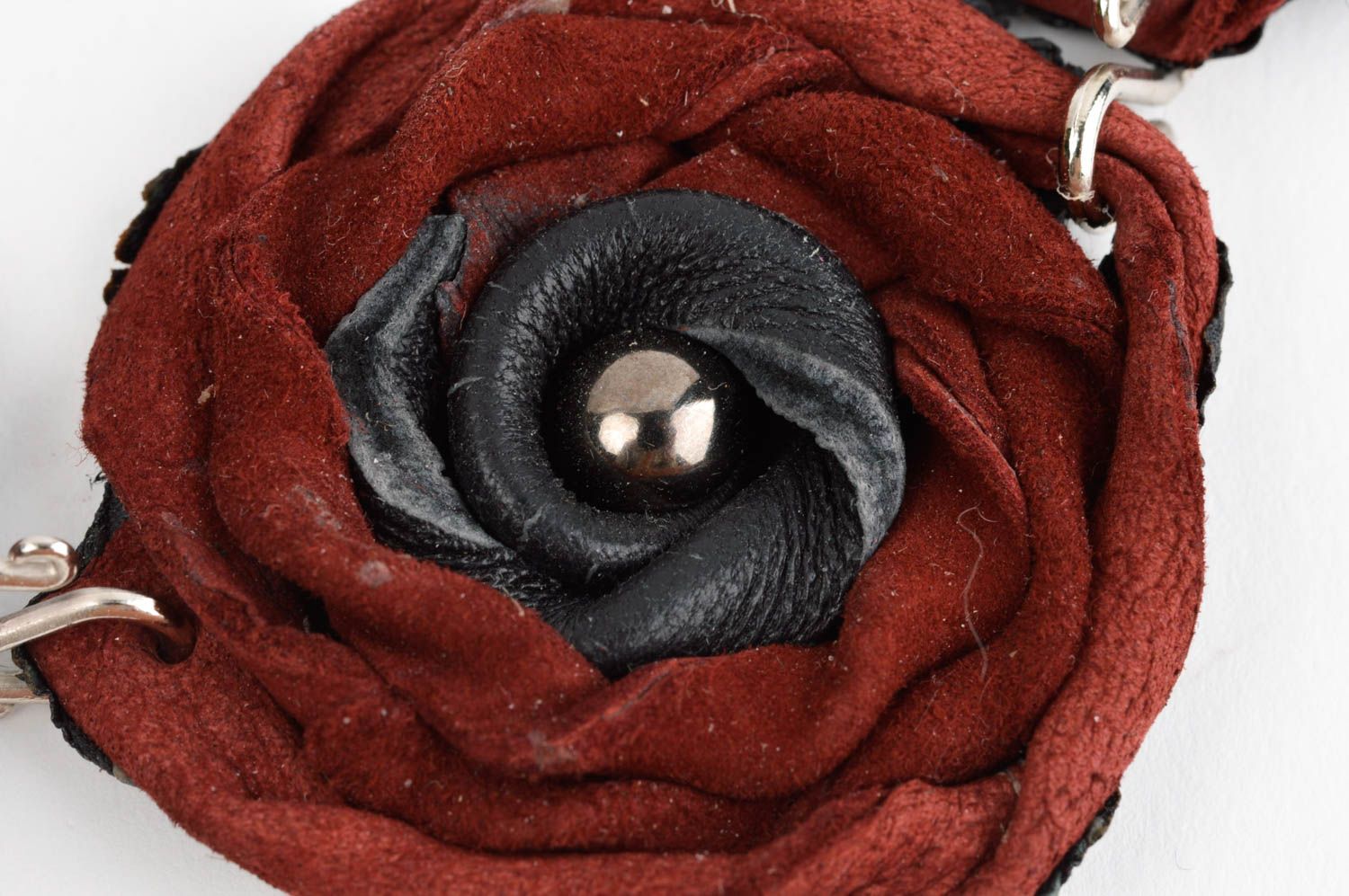 Collier cuir fait main Bijou tendance fleurs grandes Accessoire pour femme photo 5