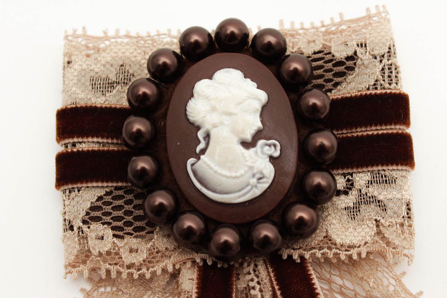 Handmade textile brooch jewelry cameo brooch pin accessories for girls photo 4