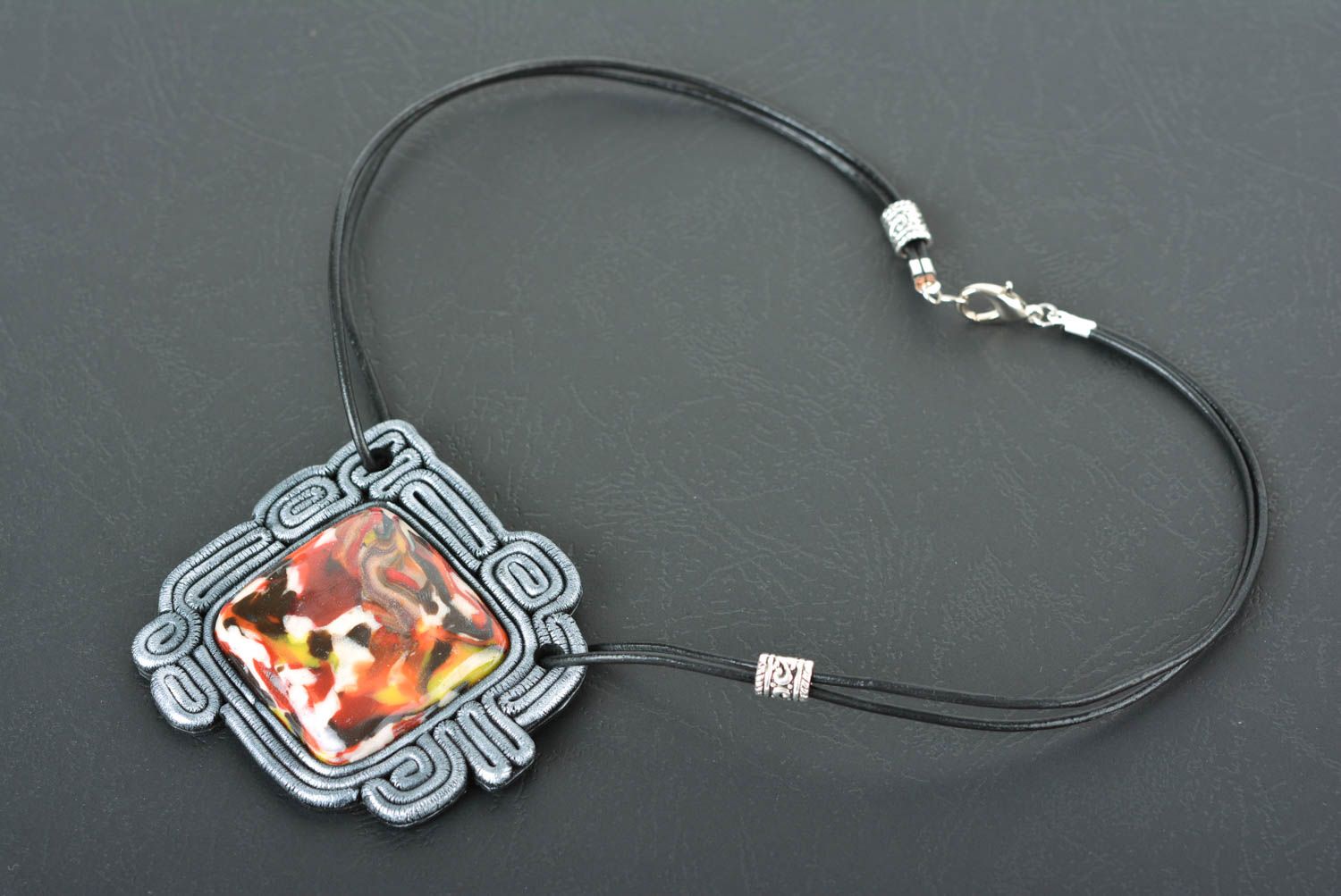 Handmade designer jewelry set elegant necklace and earrings unusual accessories photo 2