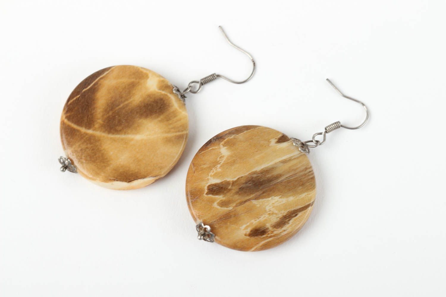 Handmade round earrings stone earrings design handmade accessories for girls photo 2