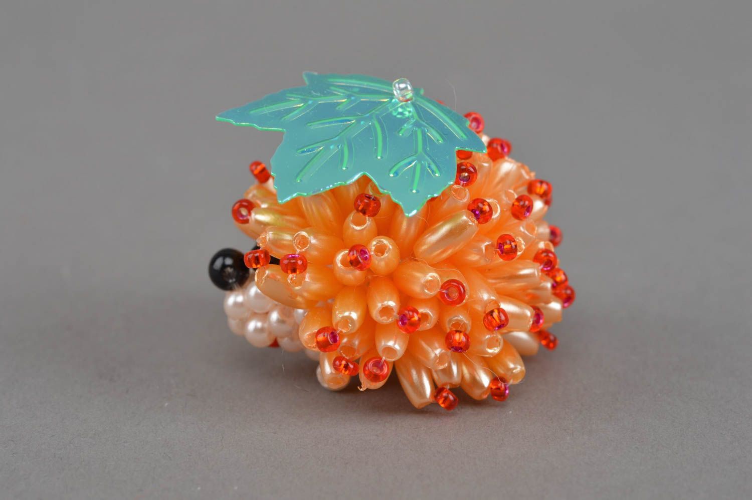 Unusual beautiful handmade designer miniature figurine woven of beads home decor photo 3