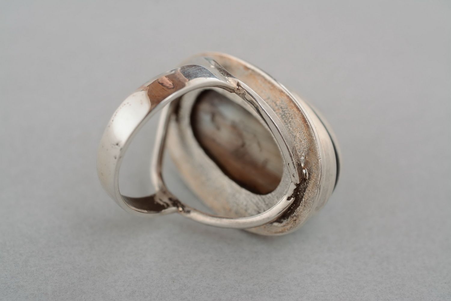 Серебряное кольцо с рогом  фото 4