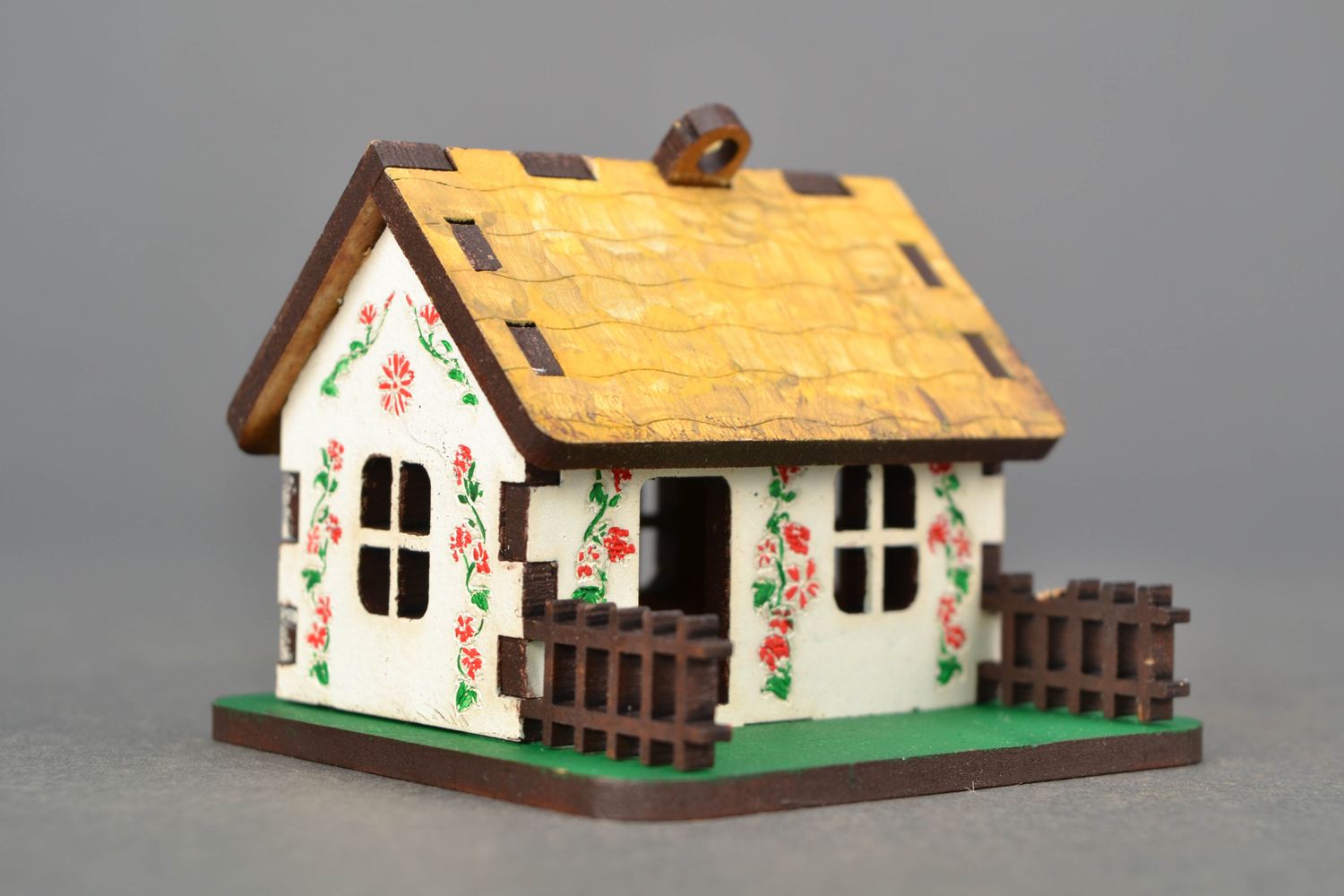 Casetta di legno compensato fatto a mano decorazione casa soprammobile originale foto 1