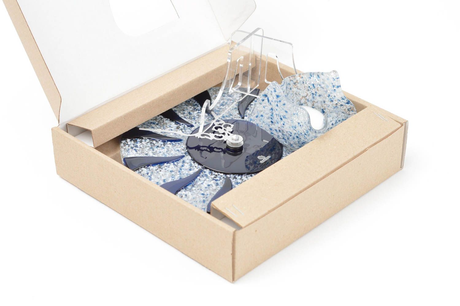 Handmade Geschenk Set Designer Wanduhr Teelichthalter aus Glas Haus Dekoration foto 3
