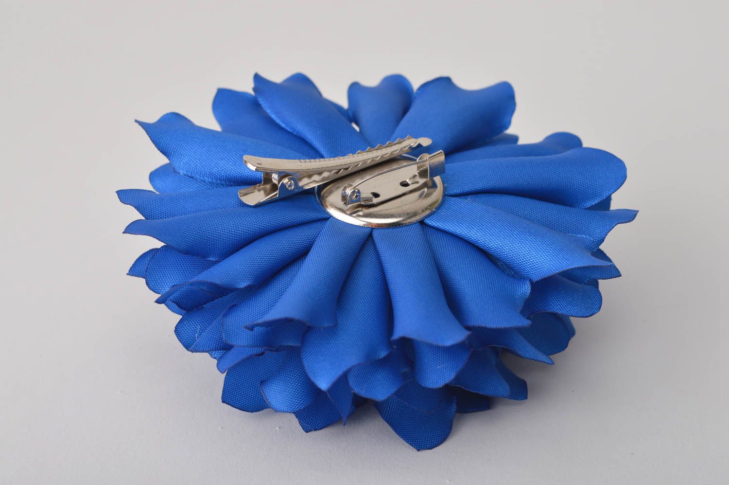 Barrette cheveux fait main Broche fleur Accessoire femme universel fleur bleue photo 2