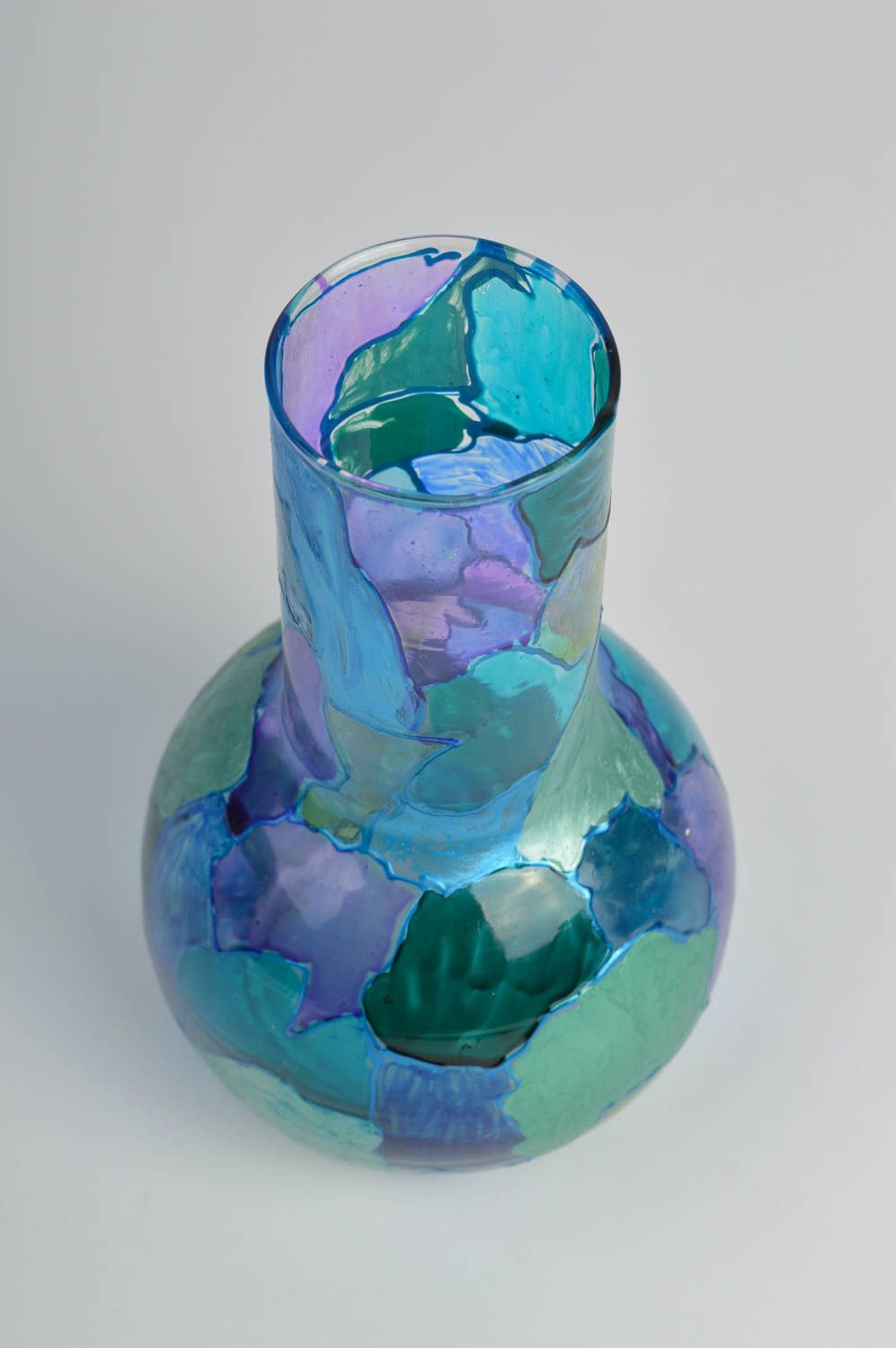 Vase aus Glas handgefertigt Haus Deko bemalte Vase Glas Geschirr 500 ml foto 3