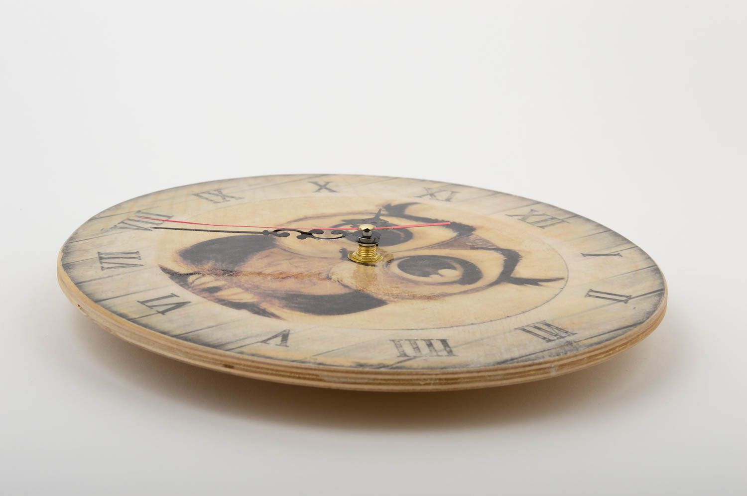 Настенные часы хэнд мейд необычные часы с совенком оригинальные часы на кухню фото 3