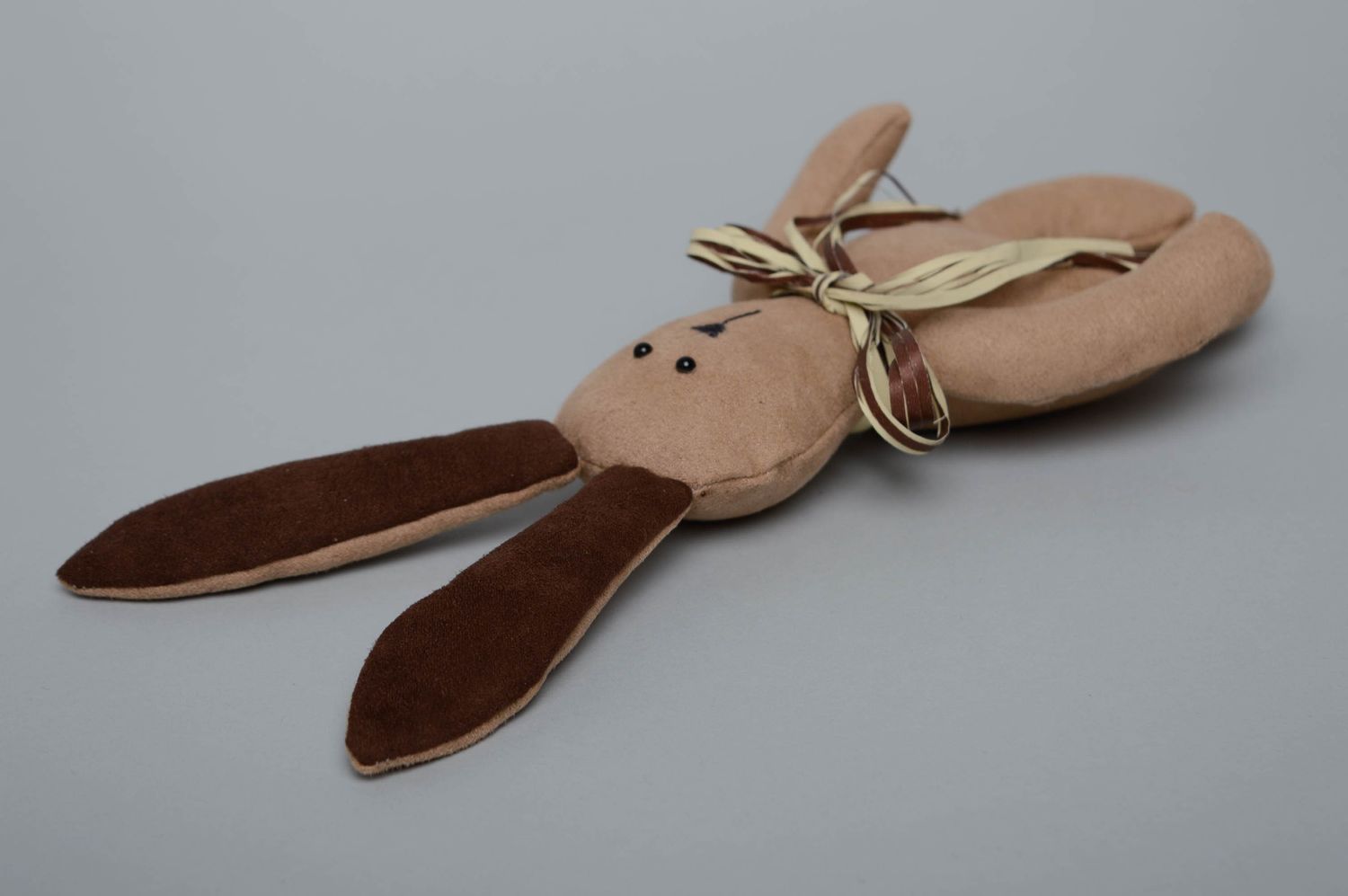 Handmade suede toy rabbit photo 4