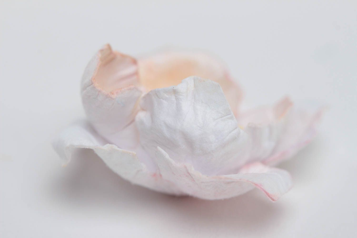 Handmade white artificial paper flower for decoration of scrapbooking cards photo 3