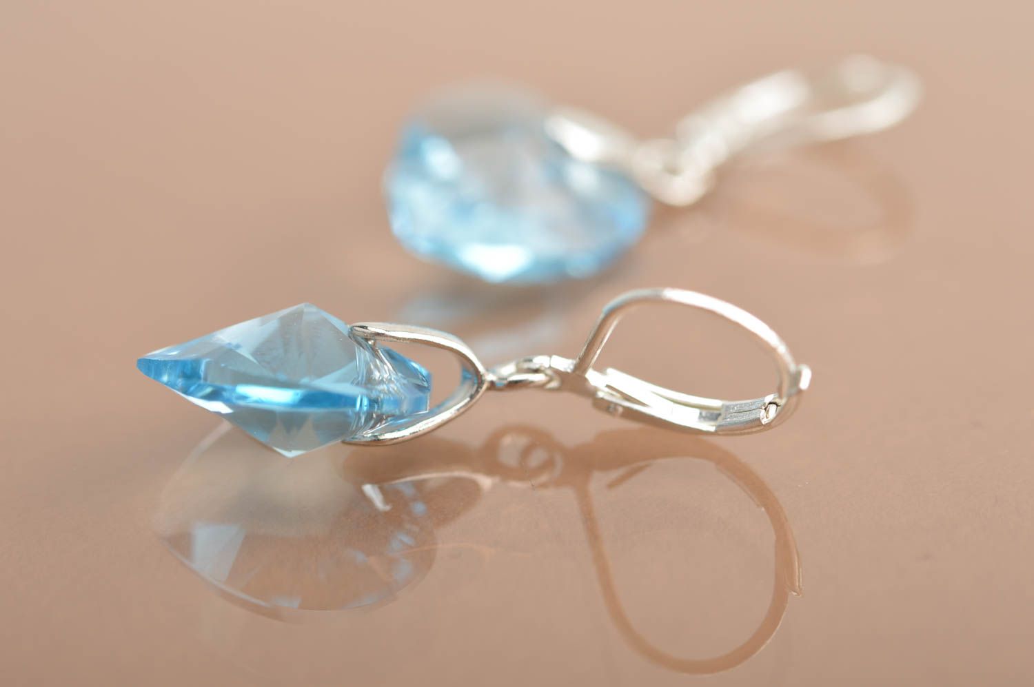 Handmade earrings Australian crystal jewelry heart-shaped accessory photo 5