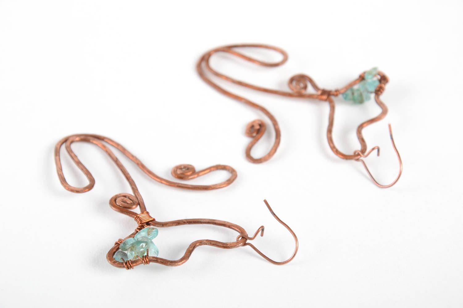 Kupfer Ohrringe handgemachter Schmuck Ohrringe für Damen Vintage Wire Wrap  foto 3