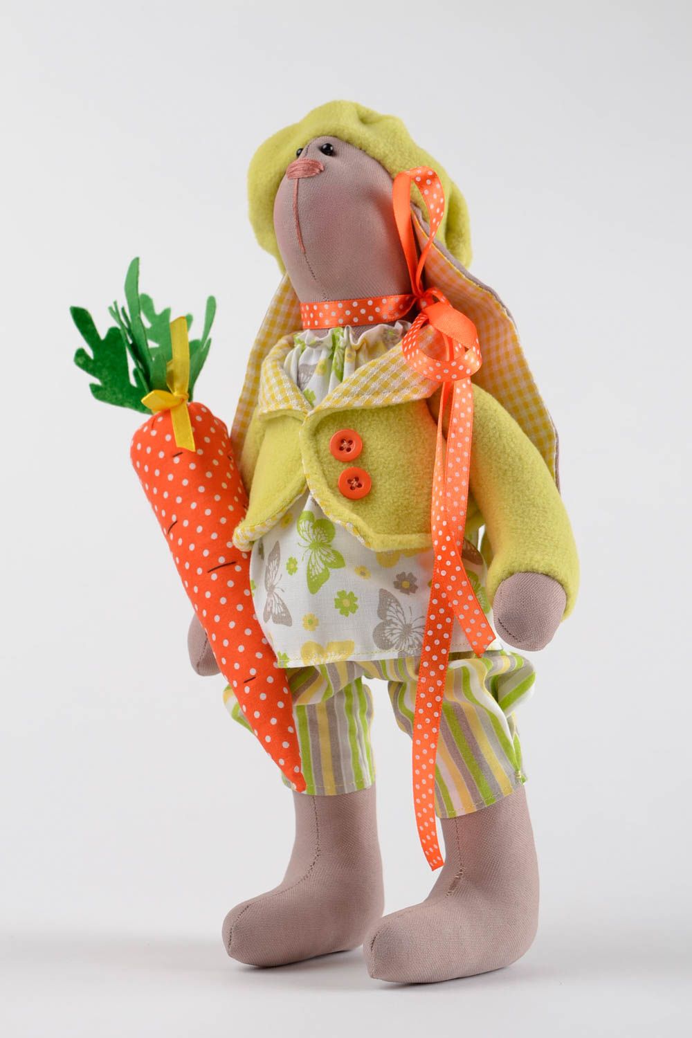 Textile handmade doll designer unique rag bunny girl stuffed toy decoration idea photo 5