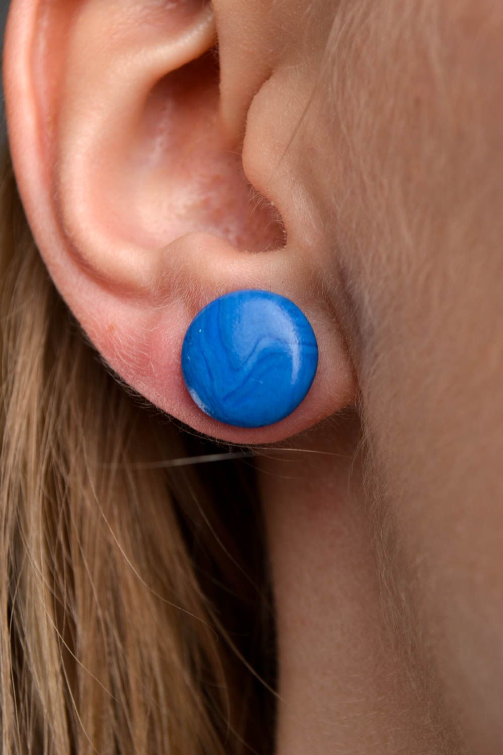 Handmade stylish blue earrings cute stud earrings elegant accessory gift photo 1