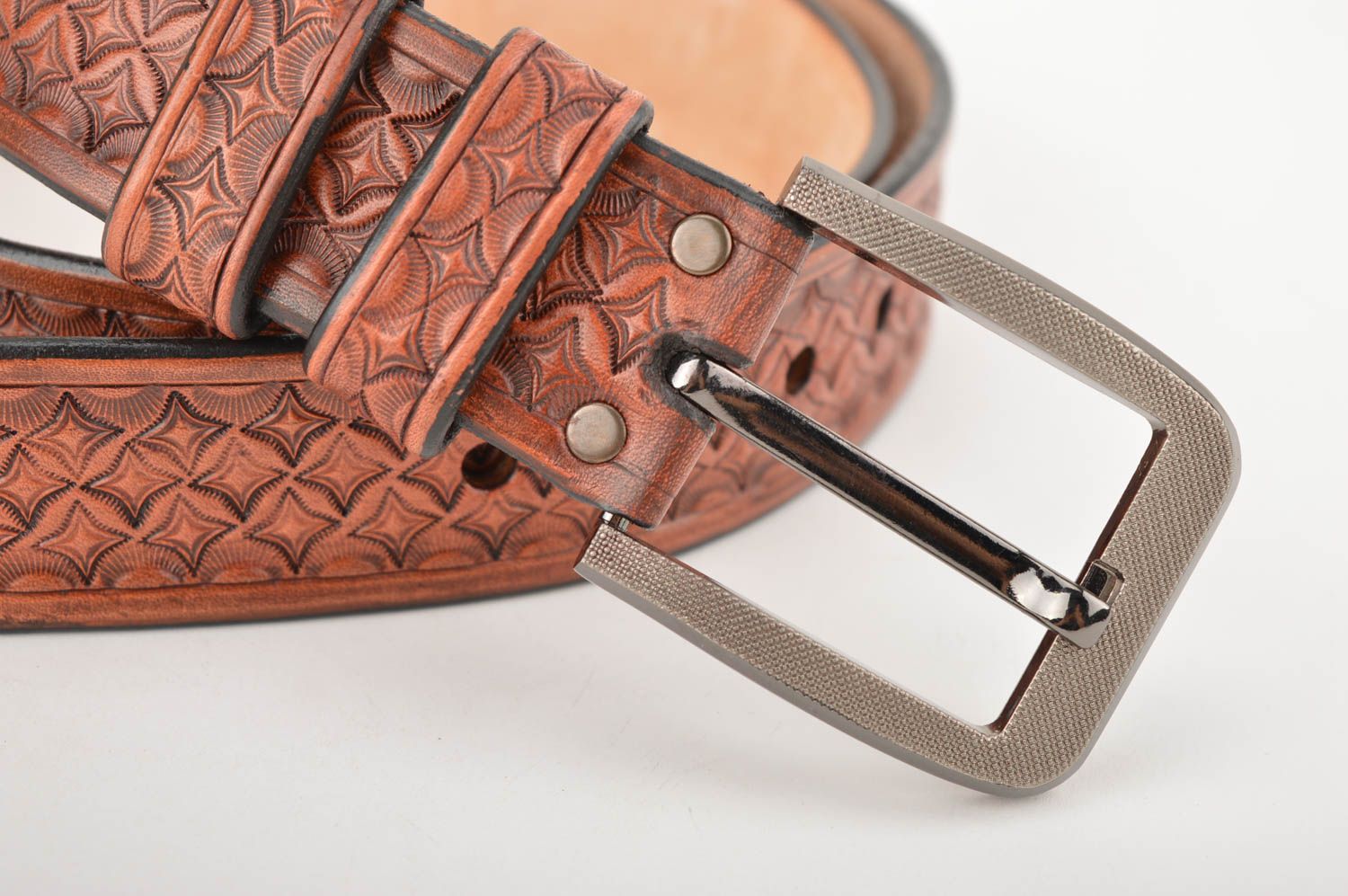 Unusual handmade leather belt gentlemen only fashion accessories for him photo 3