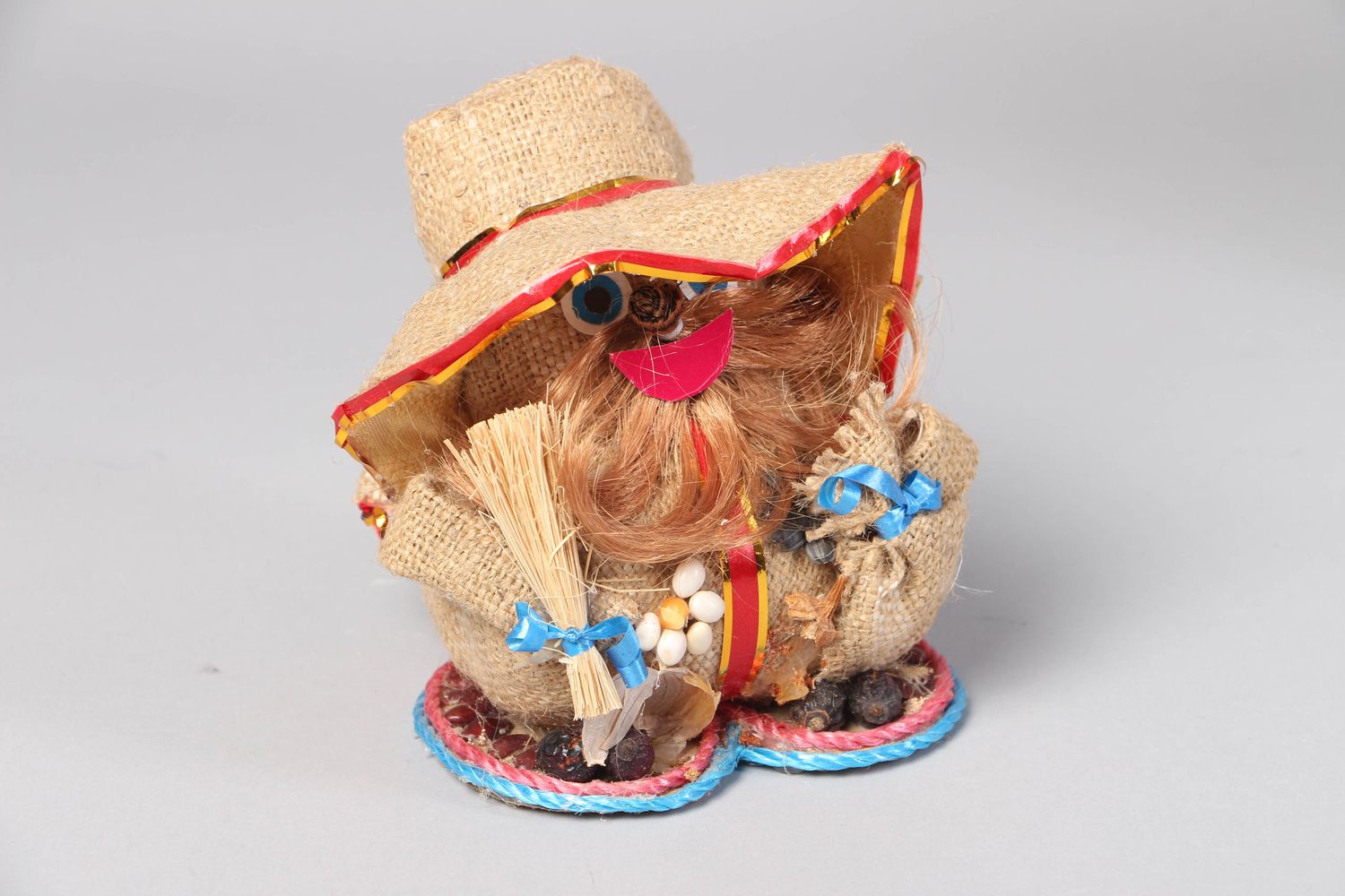 Интерьерная текстильная игрушка домовенок настольный декор фото 1