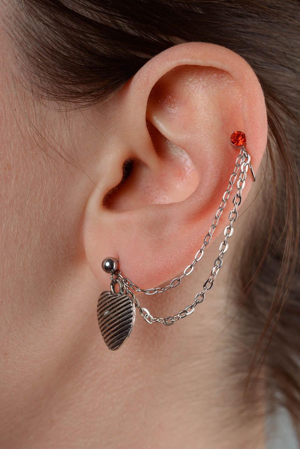 Cuff earrings made of jewelry alloy Heart photo 3