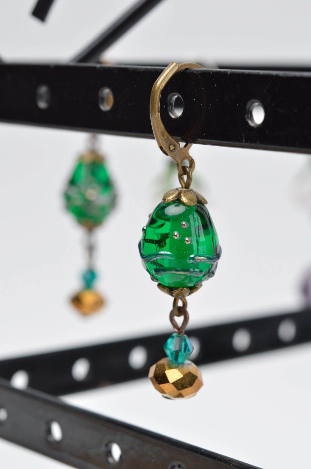 Unusual handmade beaded earrings glass bead earrings fashion accessories photo 1