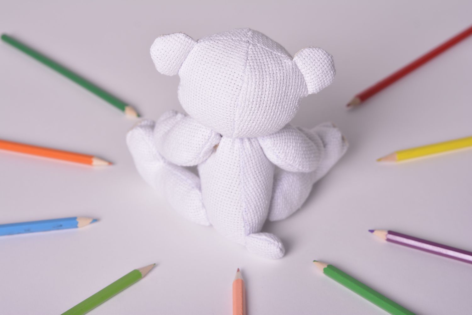 Handmade designer soft toy stylish textile bear toy cute present for kids photo 2