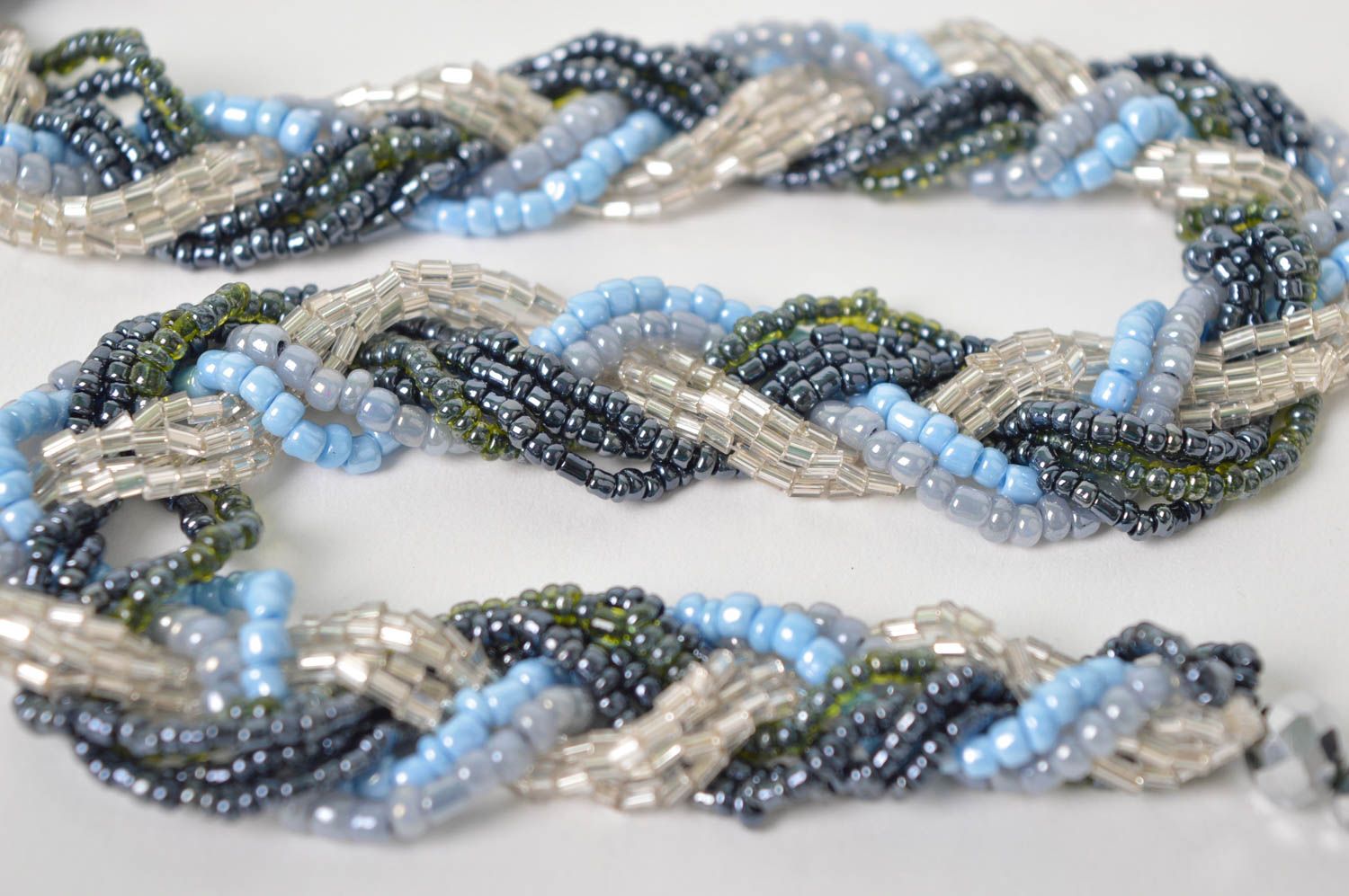 Unusual handmade beaded necklace braided bead necklace beautiful jewellery photo 3