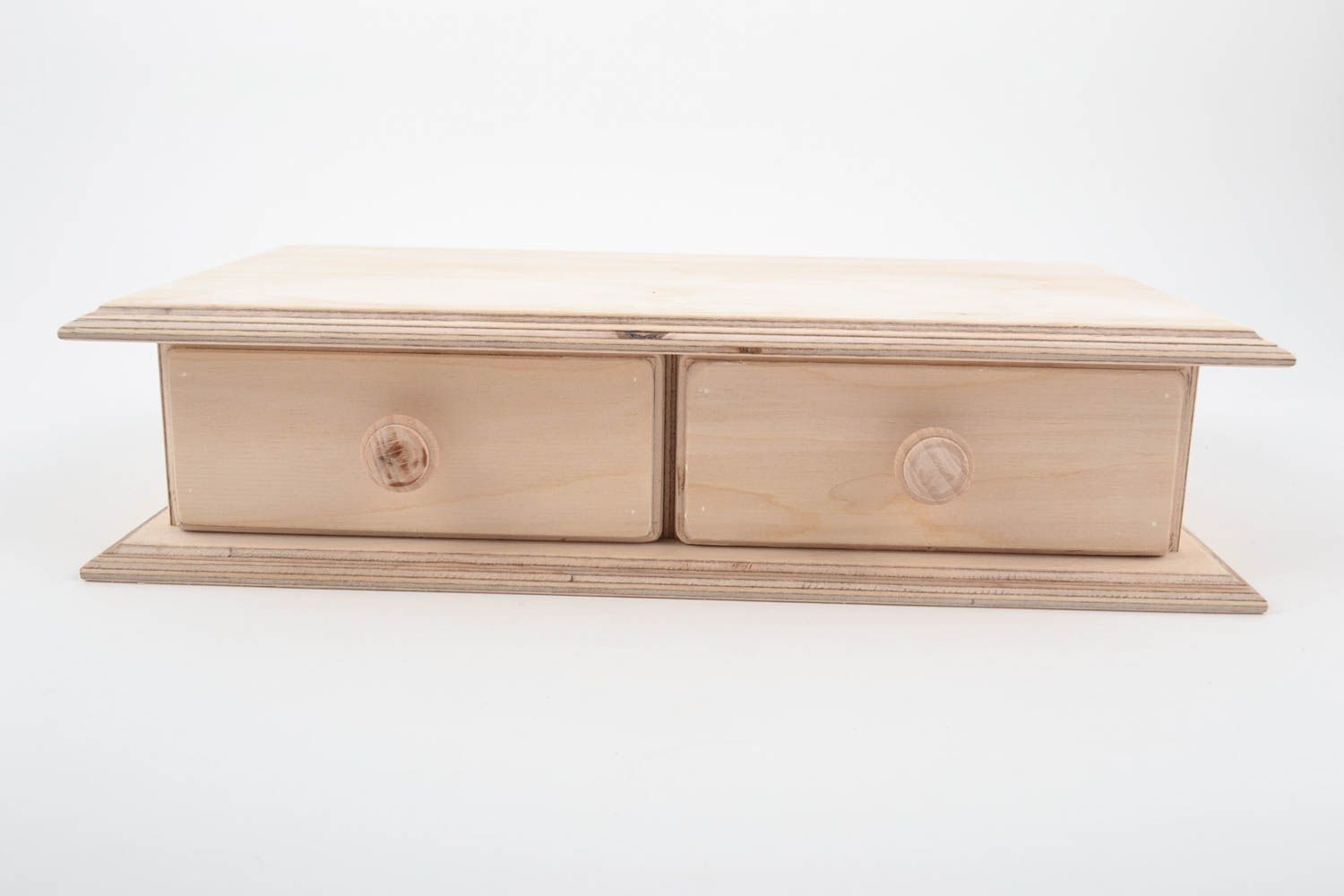 Ébauche de boite à tiroirs en bois brut à décorer faite main allongée petite photo 2