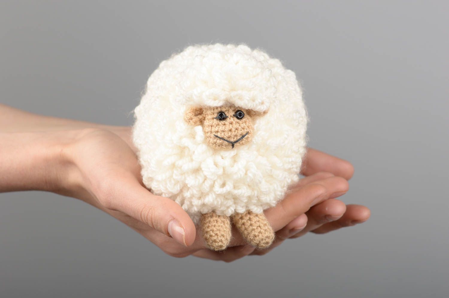 Jouet fait main Peluche mouton Jouet enfant petit tricoté fils acryliques photo 5