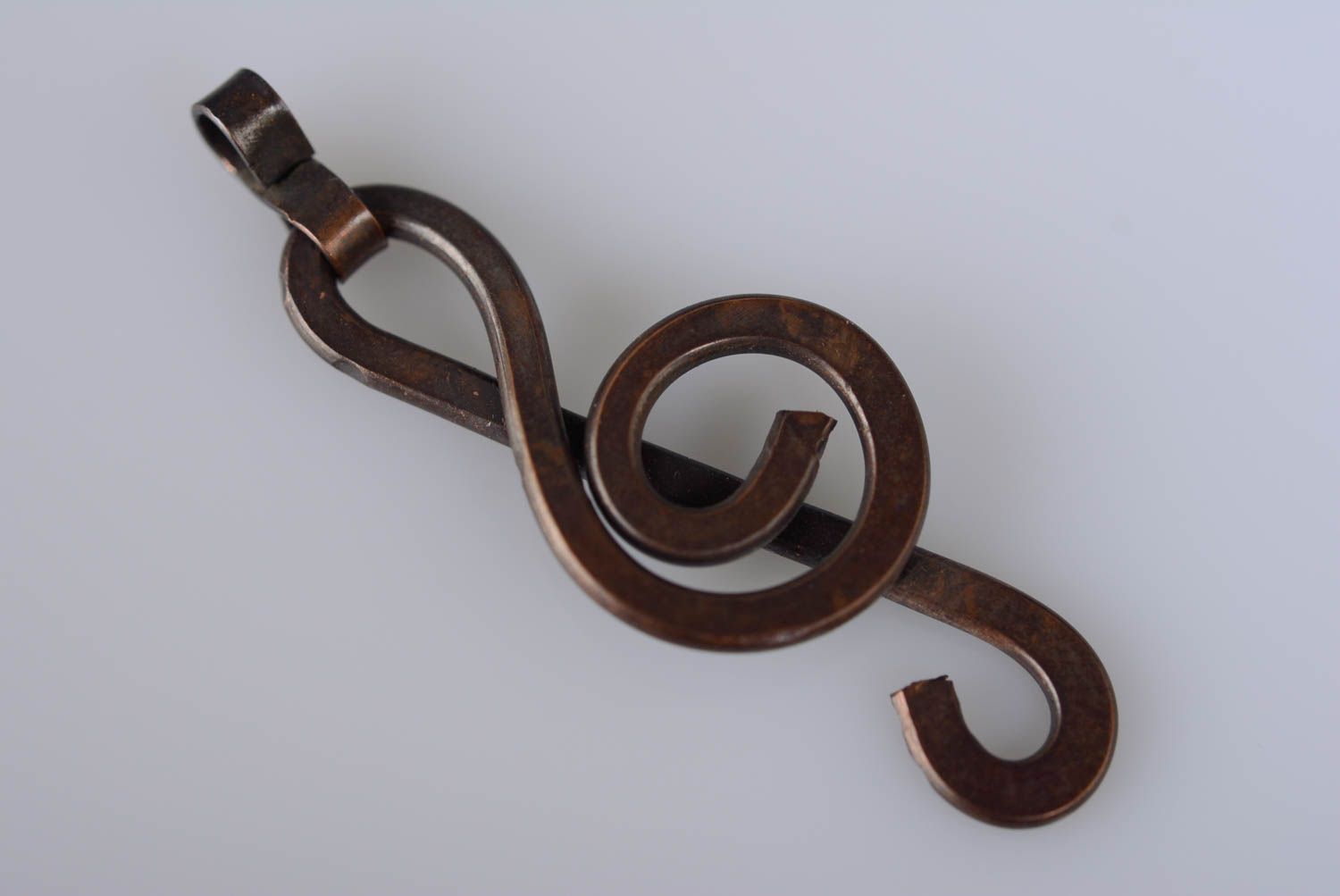 Handmade trendy copper pendant Treble Clef beautiful small designer accessory photo 5