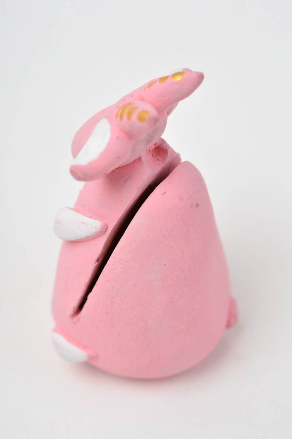 Визитница ручной работы розовая коза керамический декор настольная подставка фото 4