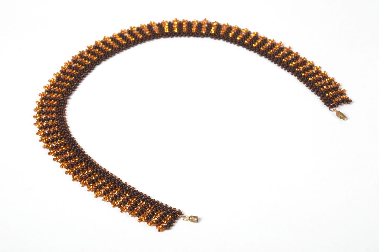 Woven beaded necklace Black Gold photo 4