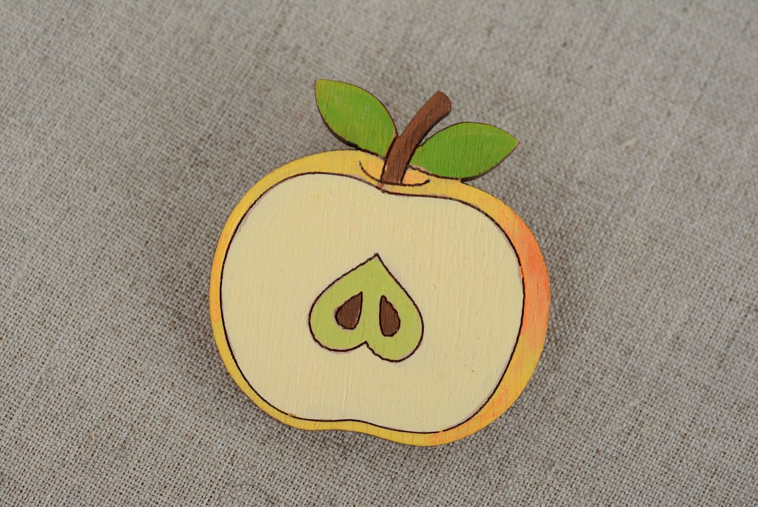 Painted plywood brooch Apple photo 1