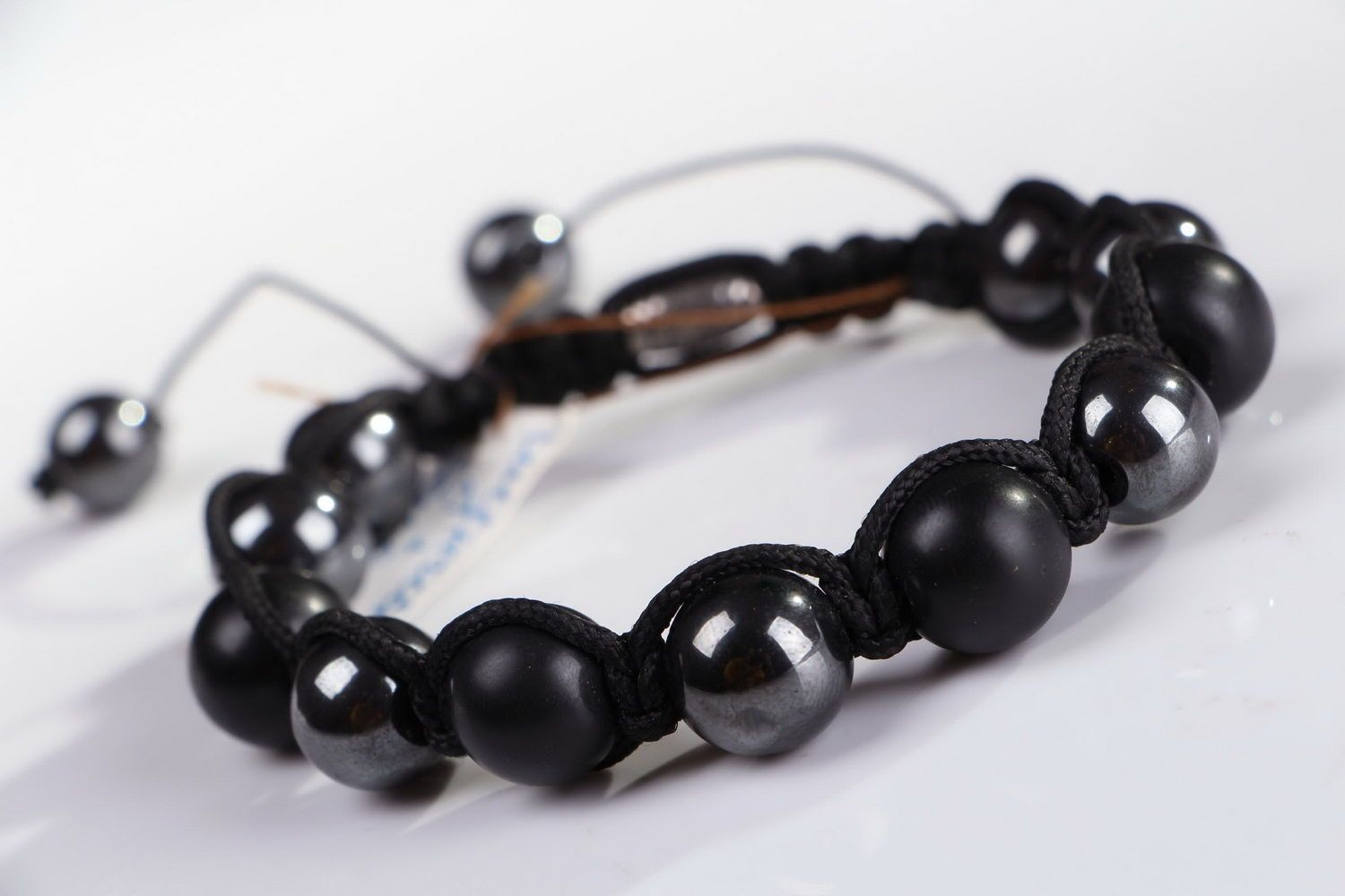 Bracelet made of hematite and shungite beads  photo 3