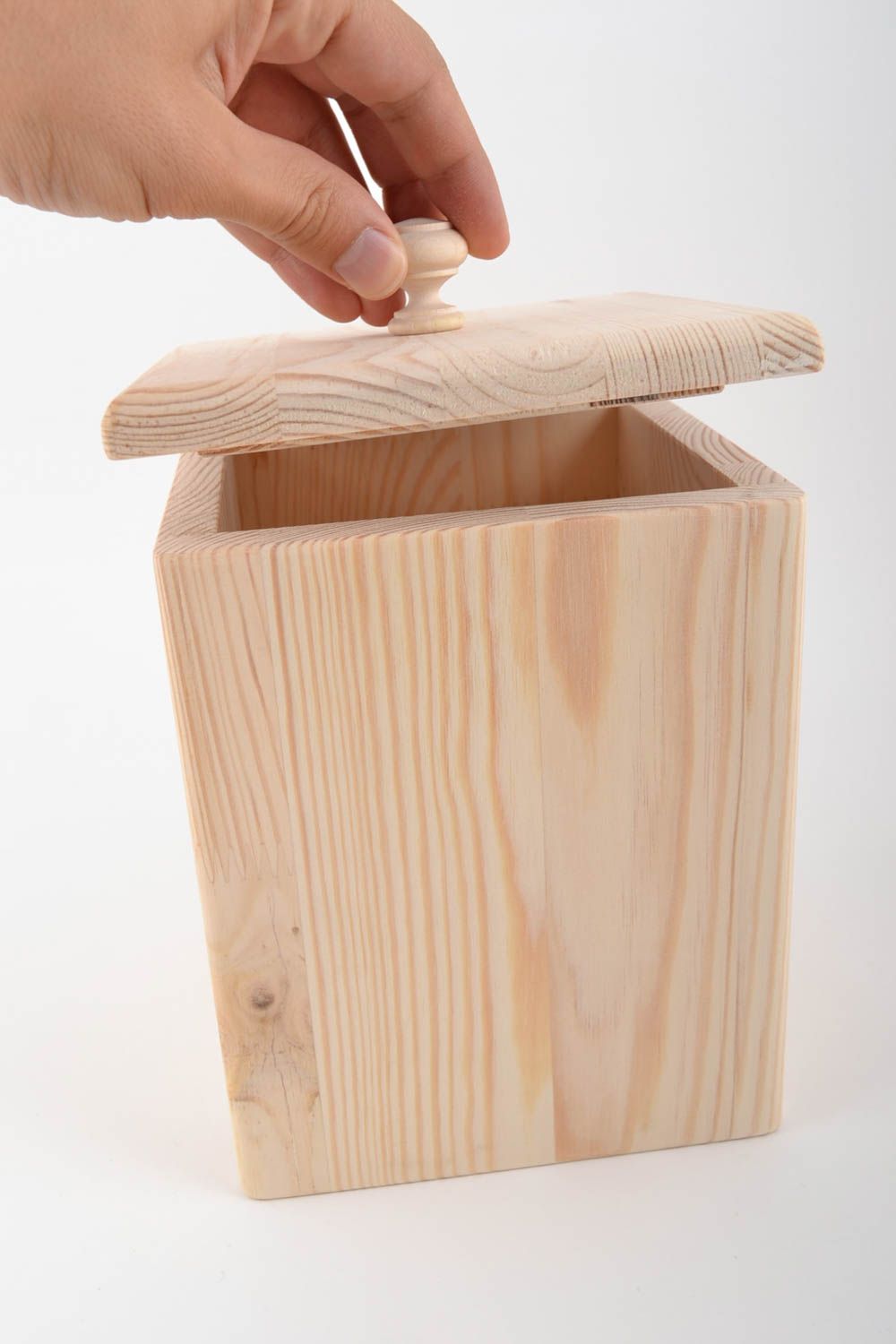 Handmade pine wood craft blank for decoration kitchen storage box with lid photo 5