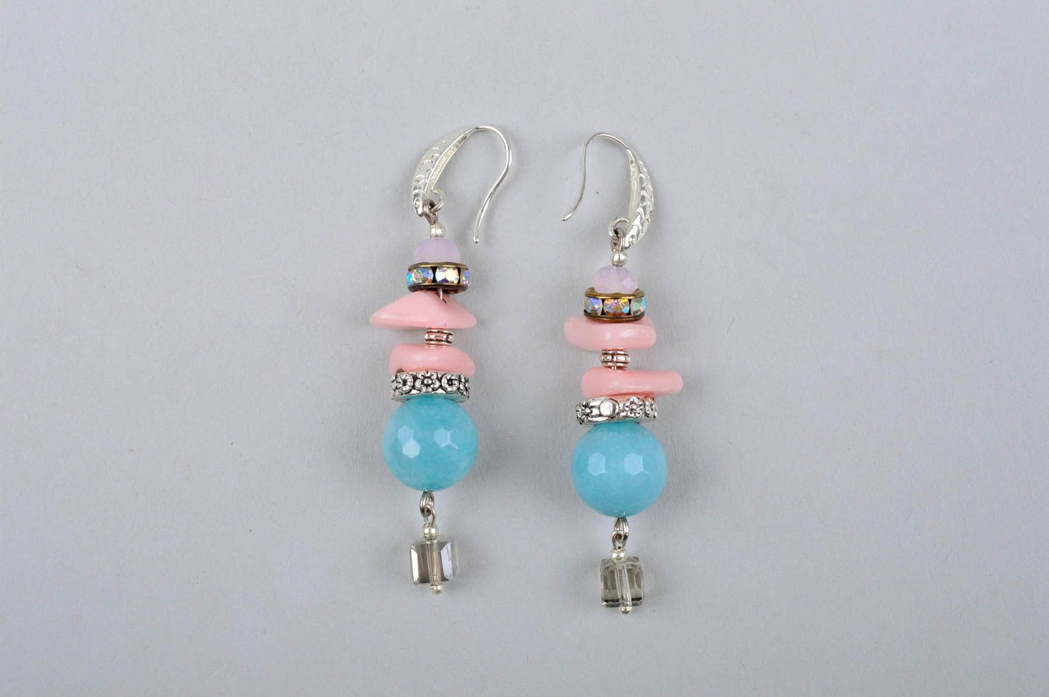 Designer accessory handmade earrings with agate pendants fashion jewelry photo 3
