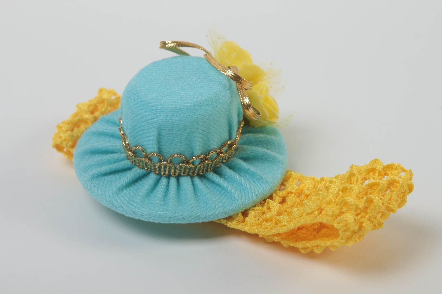 Handmade Haarband mit Blume Mädchen Haarschmuck Mode Accessoire weiß blau foto 3