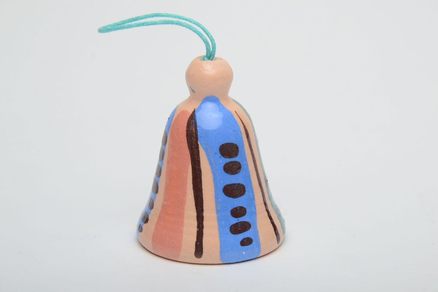 Handmade interior ceramic bell painted with colorful enamels photo 2