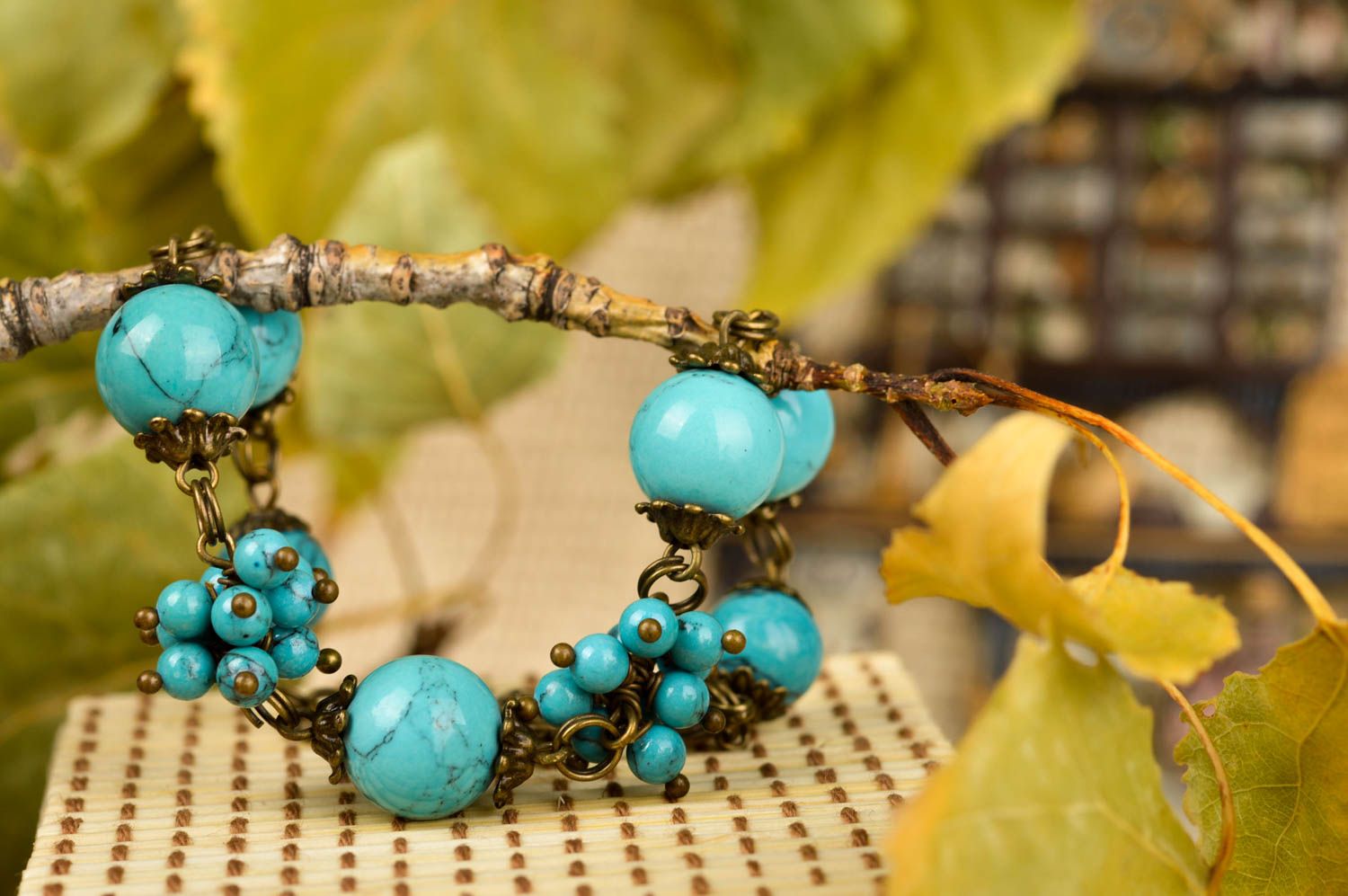 Handmade festive jewelry bracelet with natural stone evening jewelry gift photo 1