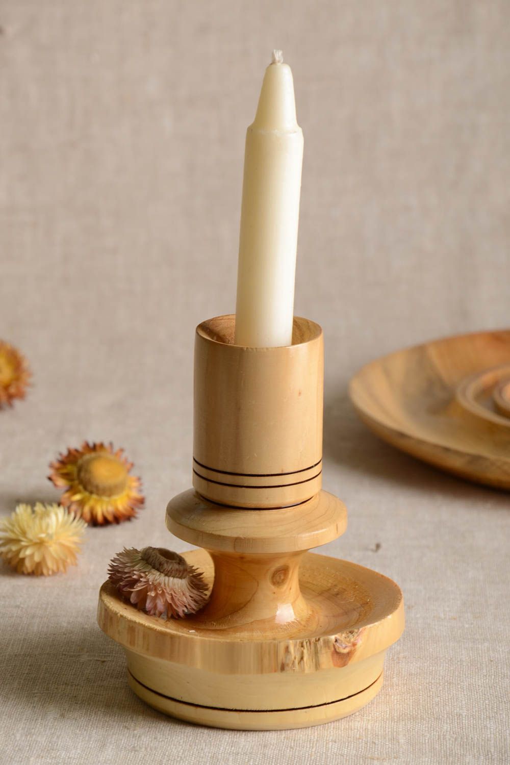 Unusual wooden candlestick handmade designer candle holder home decor ideas photo 1