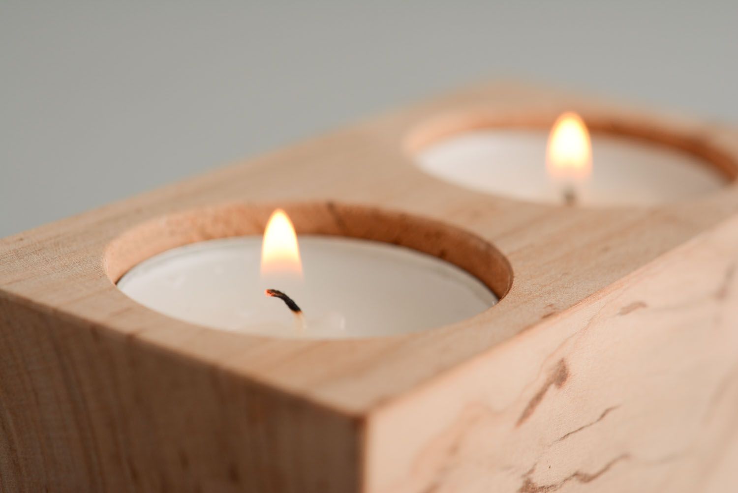 Support pour bougies en bois brut à décorer photo 3