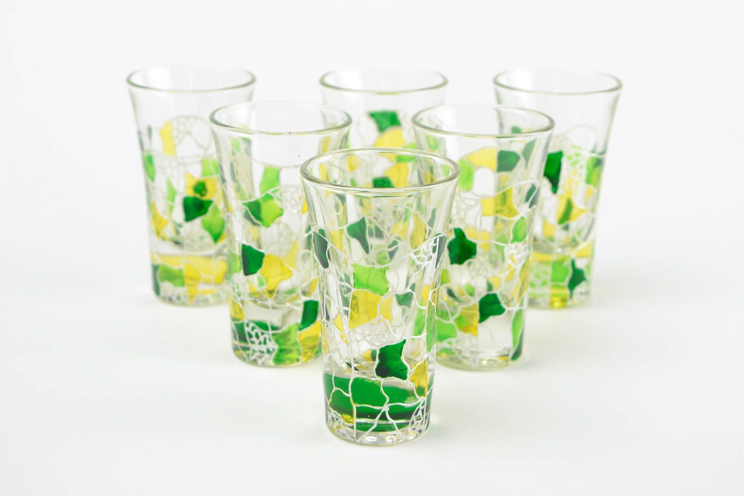 Handmade farbige Trinkgläser in Grün Geschirr Set 6 Stück Deko für Küche foto 5