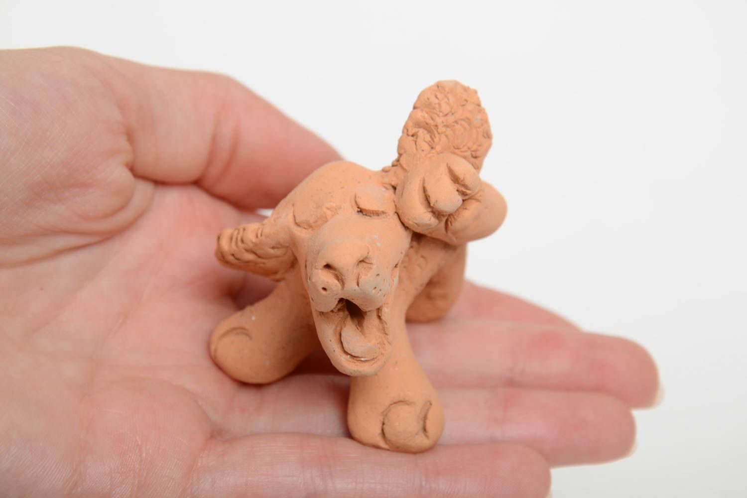 Beautiful unusual miniature handmade clay figurine of dog for home decor photo 5