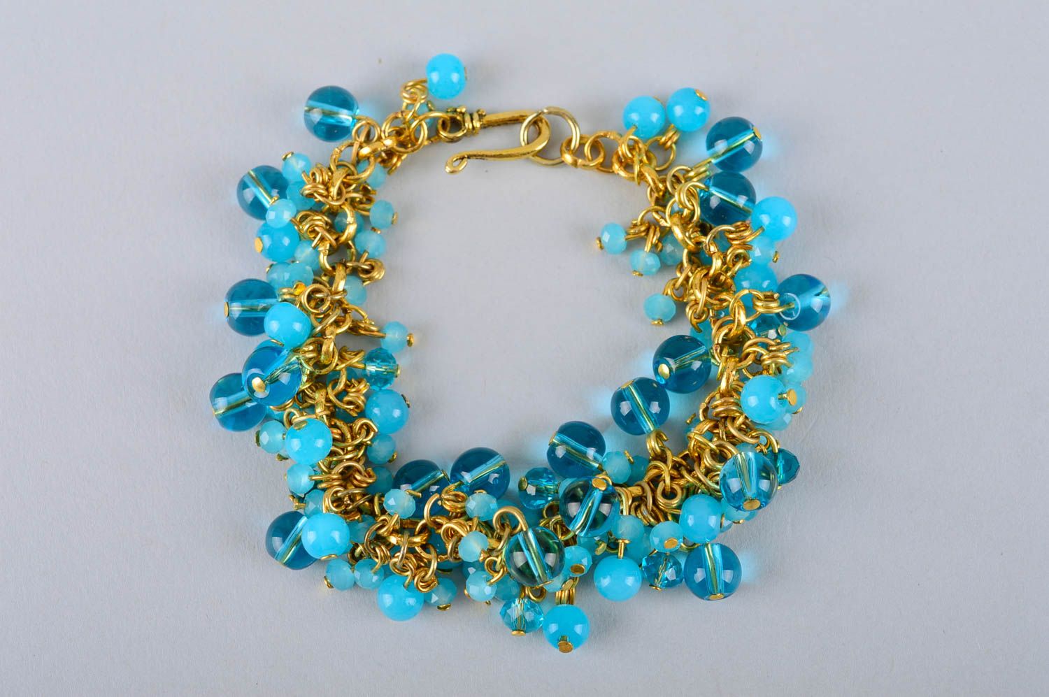 Parure collier bracelet Bijoux faits main bleus avec pierre de Lune Cadeau femme photo 5