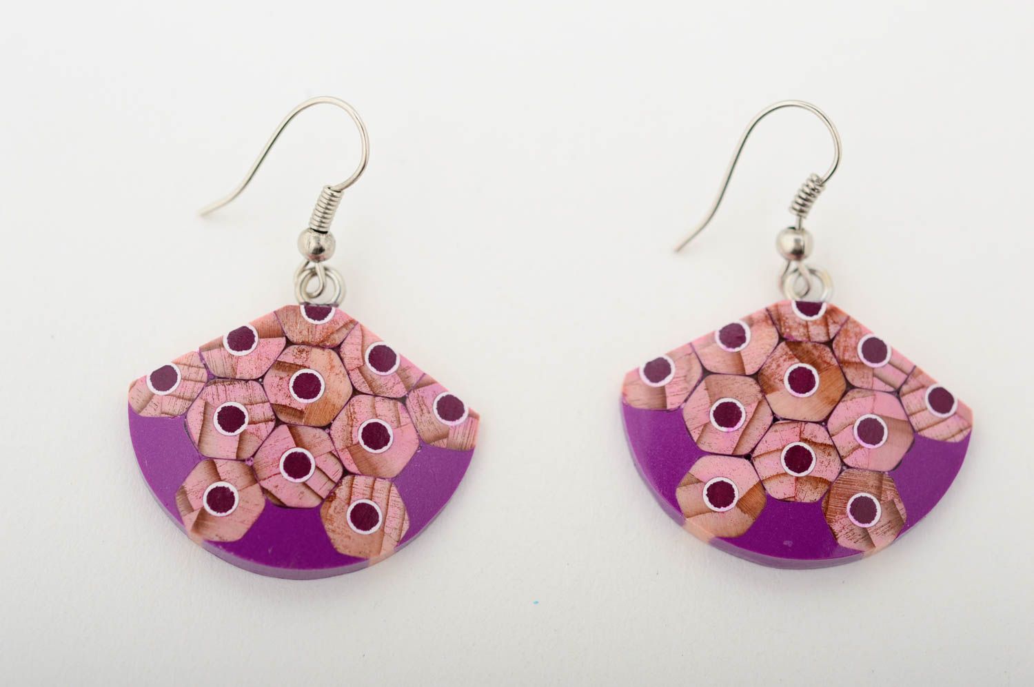 Boucles d'oreilles fait main Bijou fantaisie violettes design Accessoire femme photo 3
